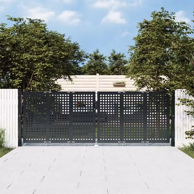 Cancello da Giardino Antracite 300x75 cm in Acciaio 154565