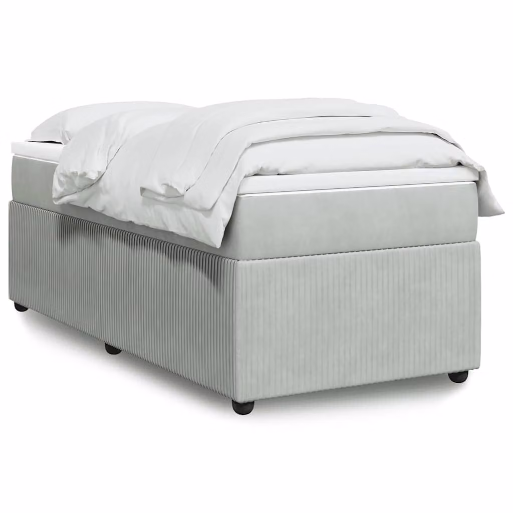 vidaXL Giroletto a Molle Ibrido con Materasso in Velluto Grigio e Bianco L/P/H: 200 x 80 cm