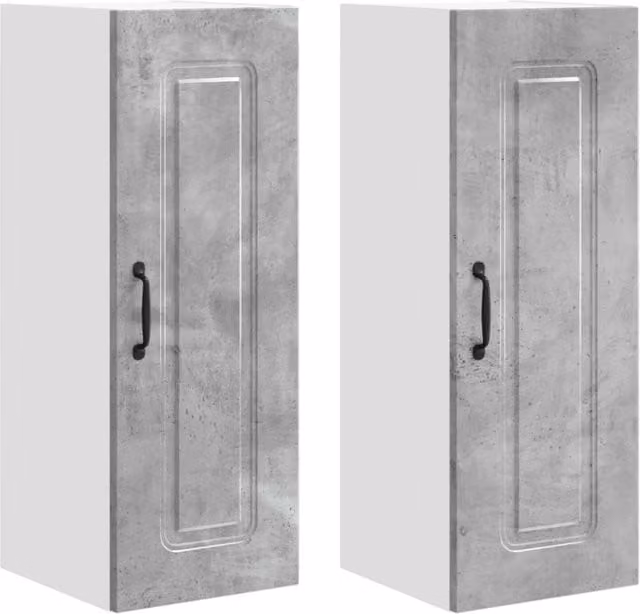 Set di 2 pensili da cucina moderni con ampio spazio di archiviazione 30 x 31 x 80 cm in legno grigio cemento 02_0053690