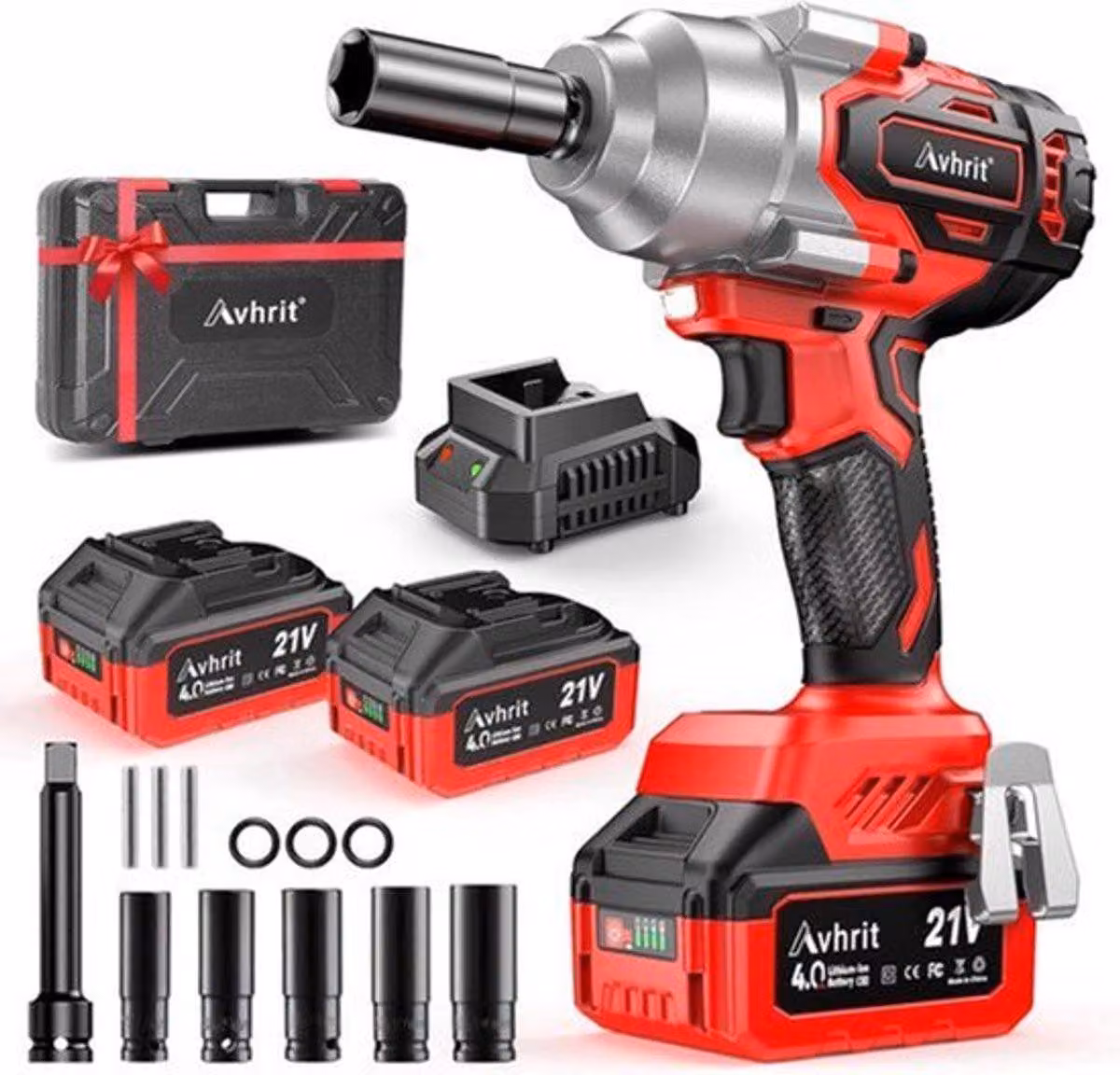 Chiave a percussione a batteria - Coppia: 850 Nm - Attacco: 1/2 pollice - Include due batterie e caricabatterie rapido