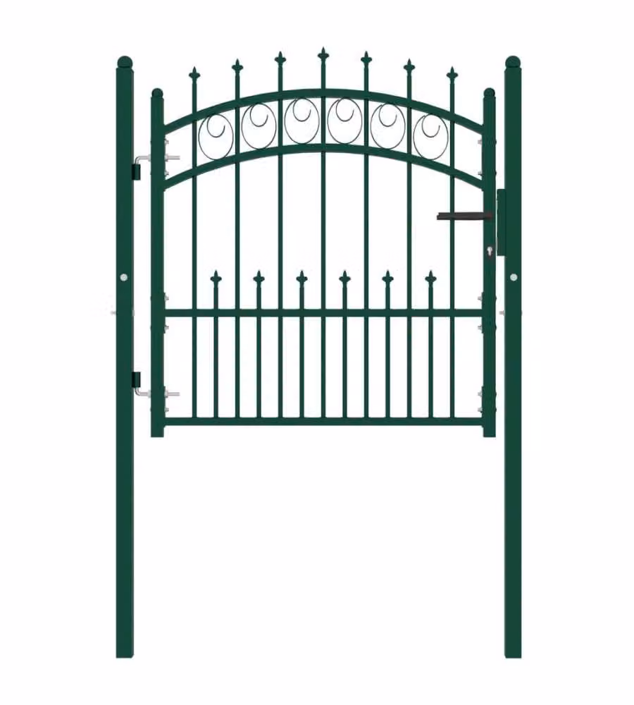 Cancello per Recinzione con Punte in Acciaio 100x100 cm Verde 146383