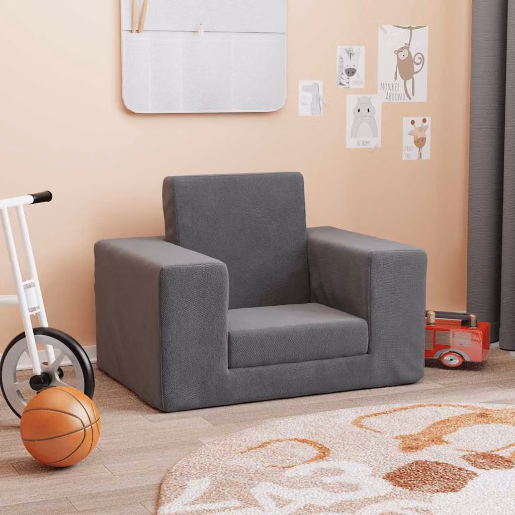 Maison Exclusive - Divano letto per bambini, antracite, morbido peluche
