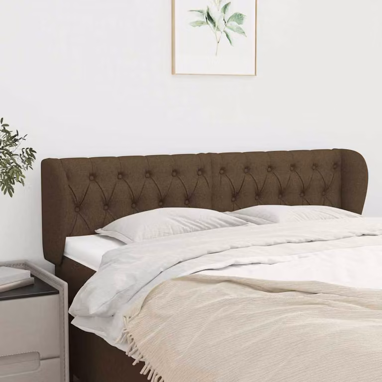 Testiera ad orecchio vidaXL in tessuto marrone scuro L: 147 cm, P: 23 cm, H: 78/88 cm