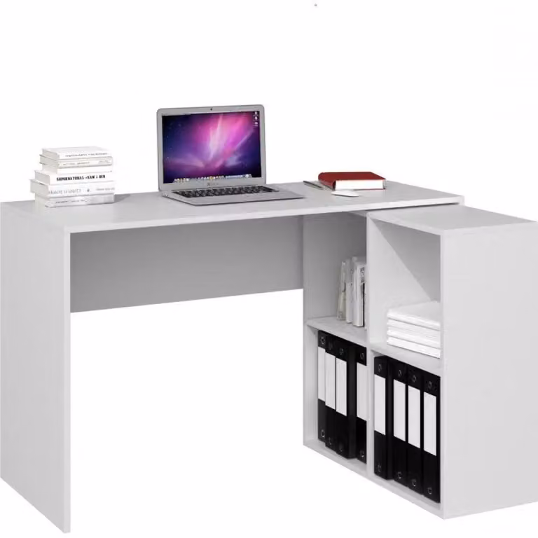 Scrivania con scansia ELBE - bianco opaco