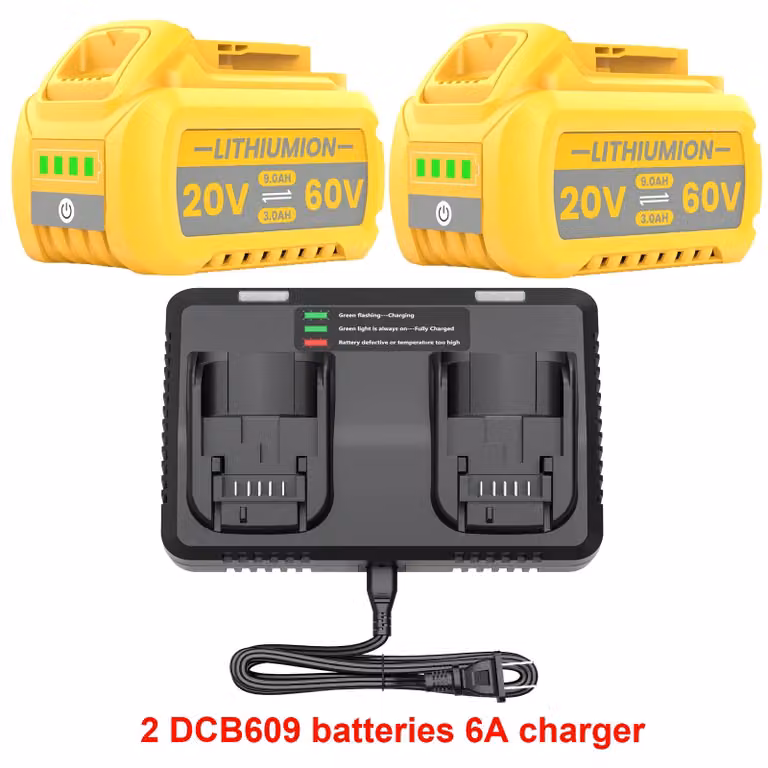 Batteria per utensili elettrici - Batteria di ricambio DCB609 - 20V/60V agli ioni di litio - Alta capacità - 9000mAh - Celle 21700 - Compatibile con DCB606, DCB205, DCB200 - Rosa