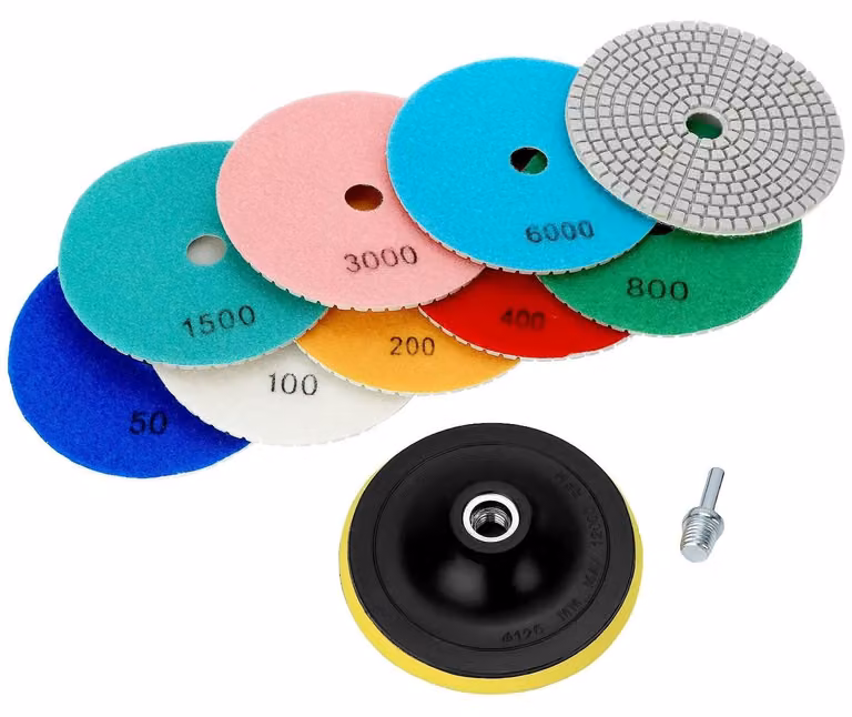 Set di 9 dischi abrasivi diamantati da 125 mm per diverse superfici