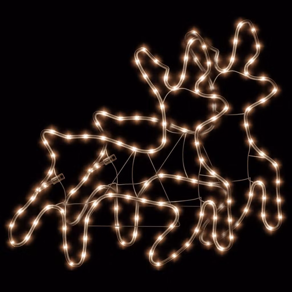 Sagome di renne a LED 2 pz. Bianco caldo 57x55x4,5 cm