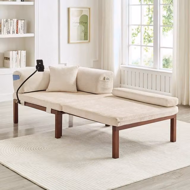 Divano Letto Singolo Pieghevole in Legno Massello ¨C MINIMAL ¨C Beige
