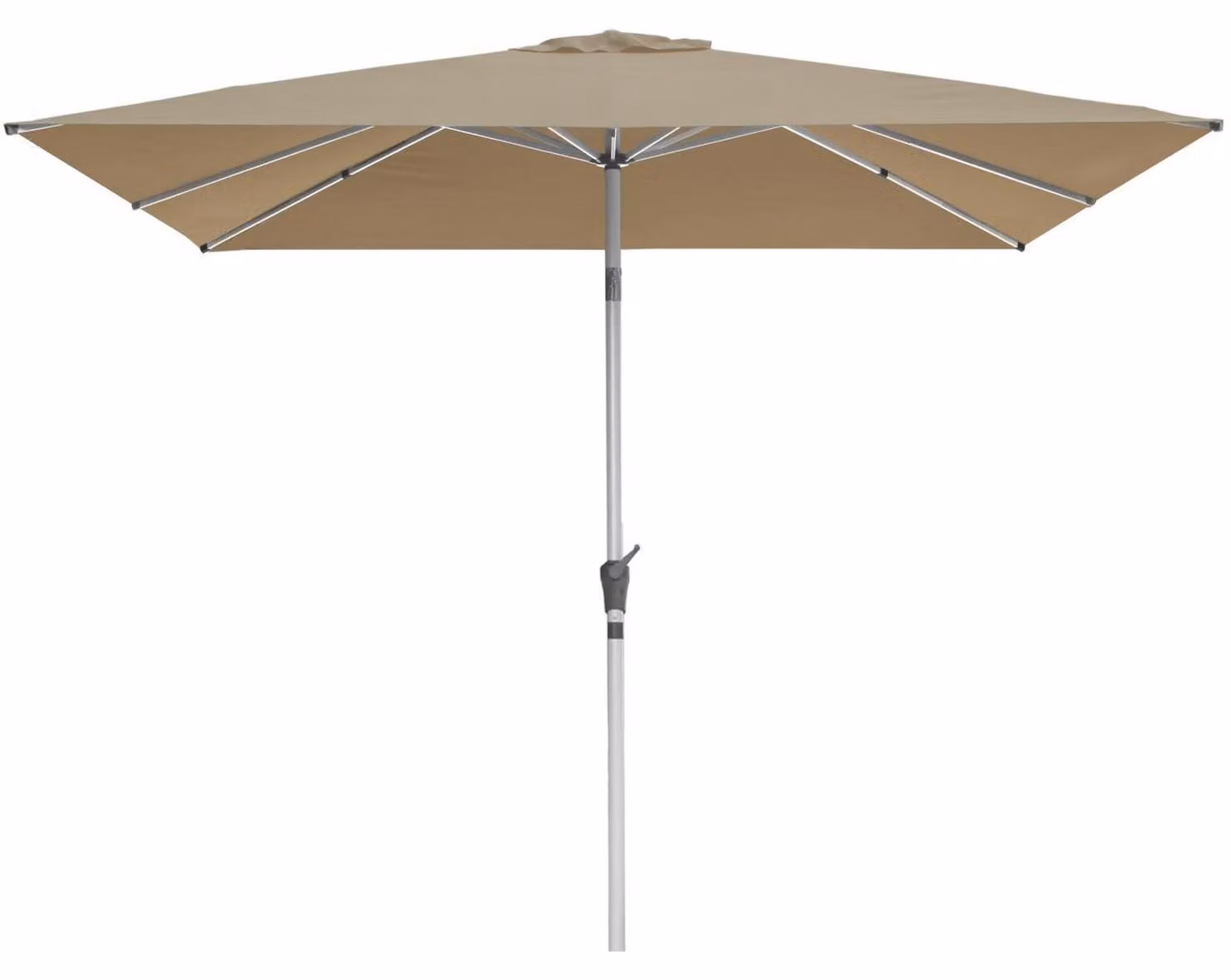 Ombrellone quadrato, inclinabile, 250 x 250 cm, color kaki, protezione UV50+, impermeabile, struttura in acciaio, 8 stecche