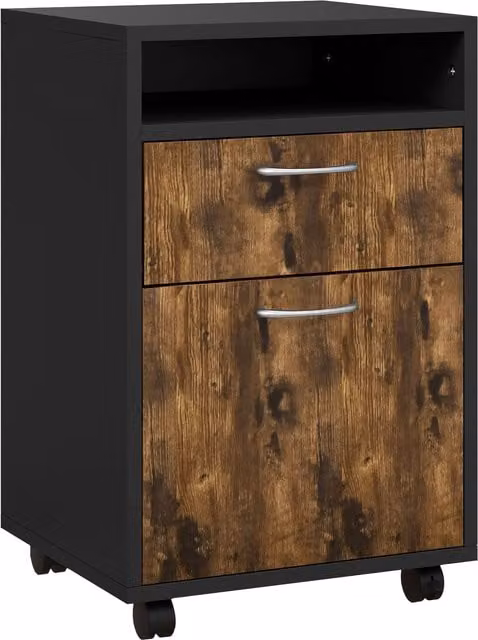 Cassettiera Portadocumenti HOMCOM con Cassetti e Ripiani, Marrone e Nero, L 40 cm x P 35 cm x H 60 cm – 1
