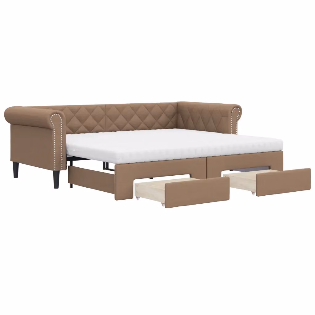 Divano Letto Moderno vidaXL Beige con Struttura Imbottita e Dettagli in Metallo, Legno e Plastica – 2