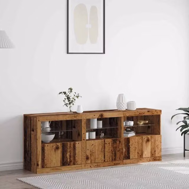 Madia moderna vidaXL in legno ingegnerizzato marrone con illuminazione LED integrata L/P/H: 181 x 37 x 67 cm