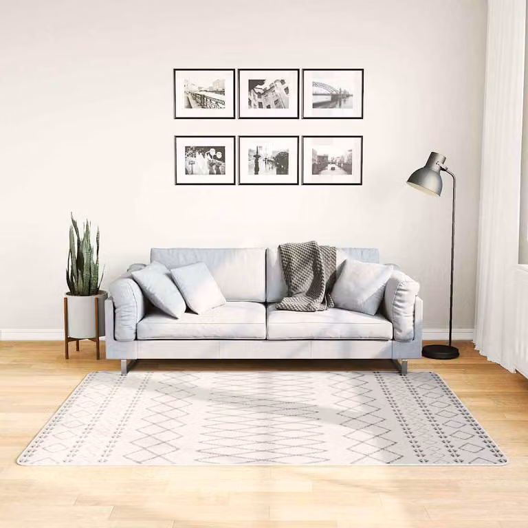 vidaXL Tappeto Lavabile Moderno con Design Geometrico in Poliestere, Nero e Bianco, L 120 cm x P 180 cm