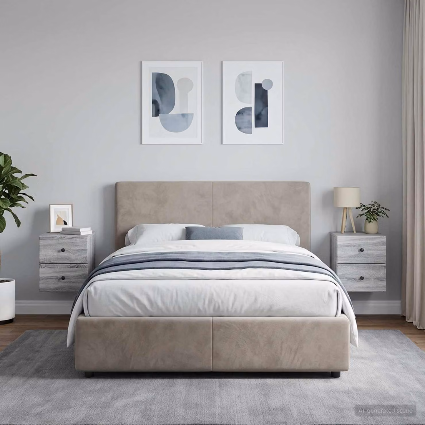 Set di 2 comodini sospesi vidaXL in stile moderno, colore Grigio Sonoma, L 34,5 cm x P 33 cm x H 40 cm