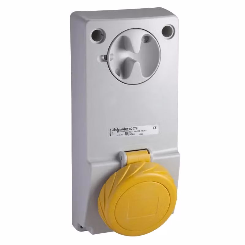 Presa da incasso Schneider Electric con blocco di sicurezza, 16 A, 2 poli + terra, 100-130 V CA, IP65 82078