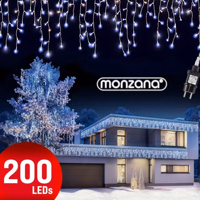 Luci di Natale a tenda Monzana con 200 LED colore bianco freddo, lunghezza 10 m
