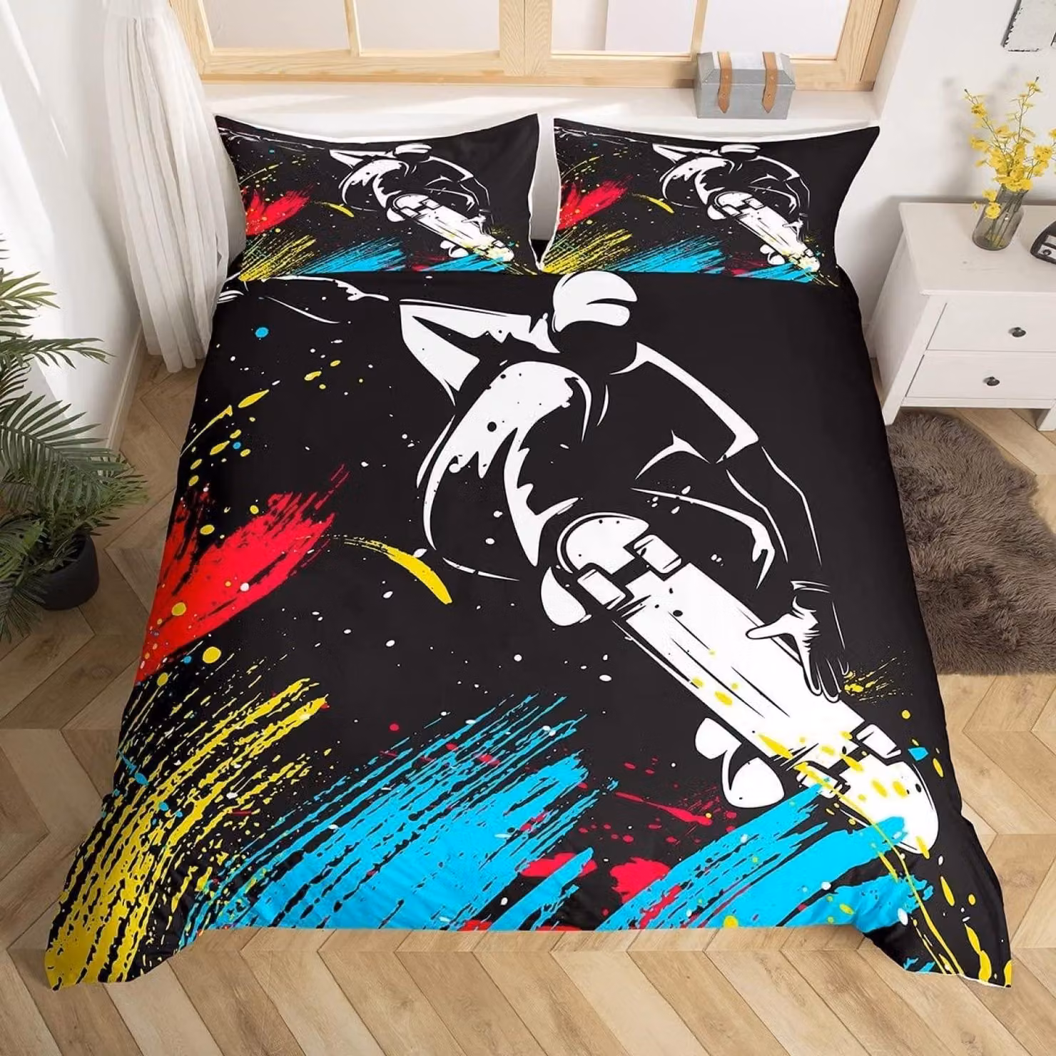 Set di lenzuola matrimoniali con motivo skateboard