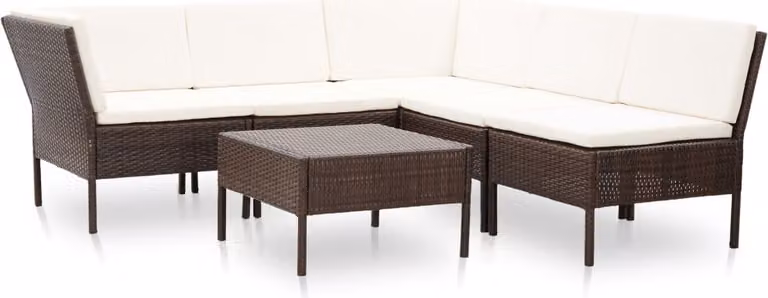 Maison Exclusive - Set da giardino 6 pezzi con cuscini in polyrattan marrone