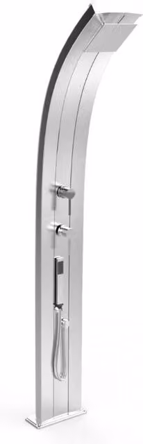 Doccia Solare in Alluminio Dada Top Line di Arkema Design con Miscelatore e Doccetta, Colore Argento, H: 225 cm, L: 130 cm