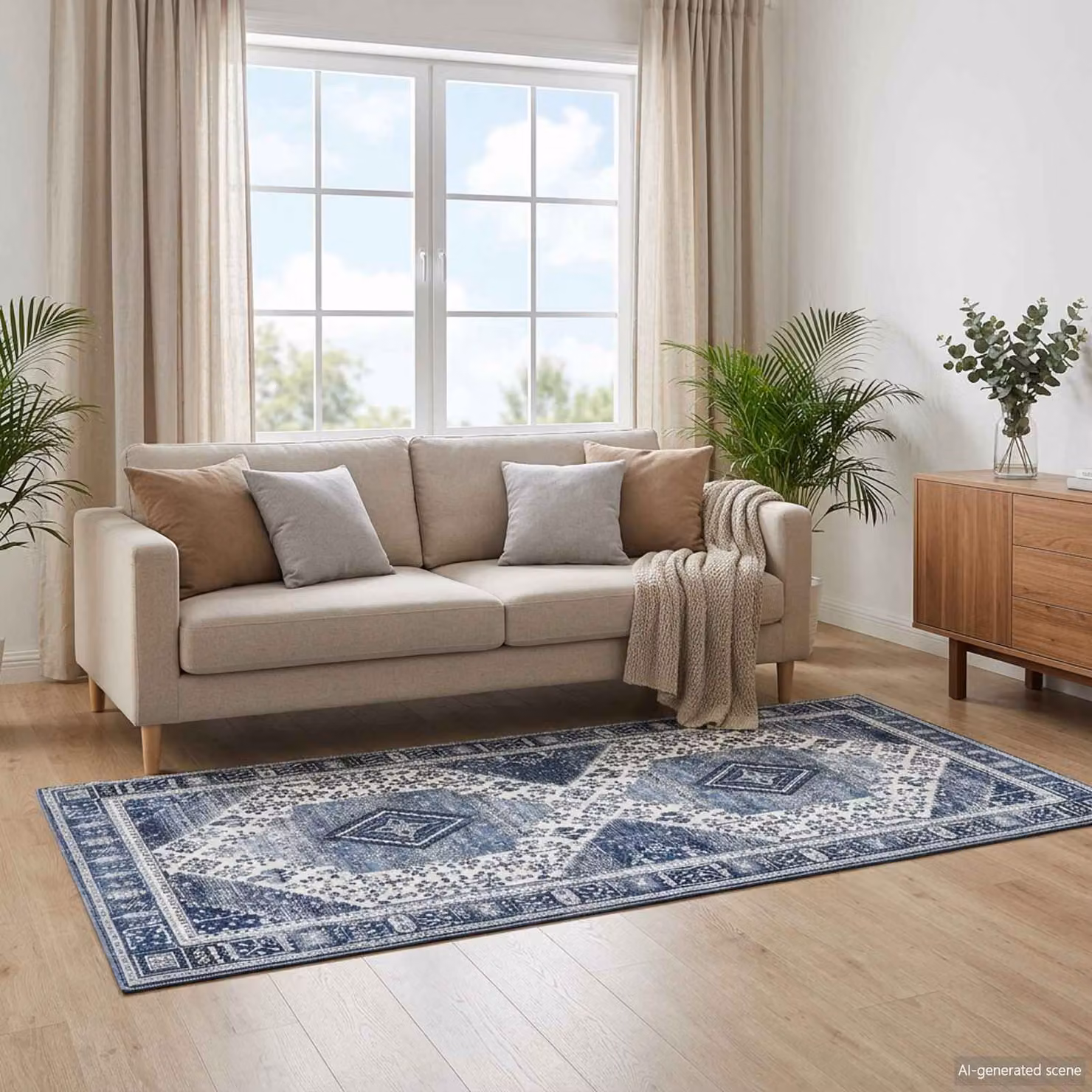 vidaXL Tappeto ORIZ Blu Scuro 80 x 200 cm 100% Poliestere