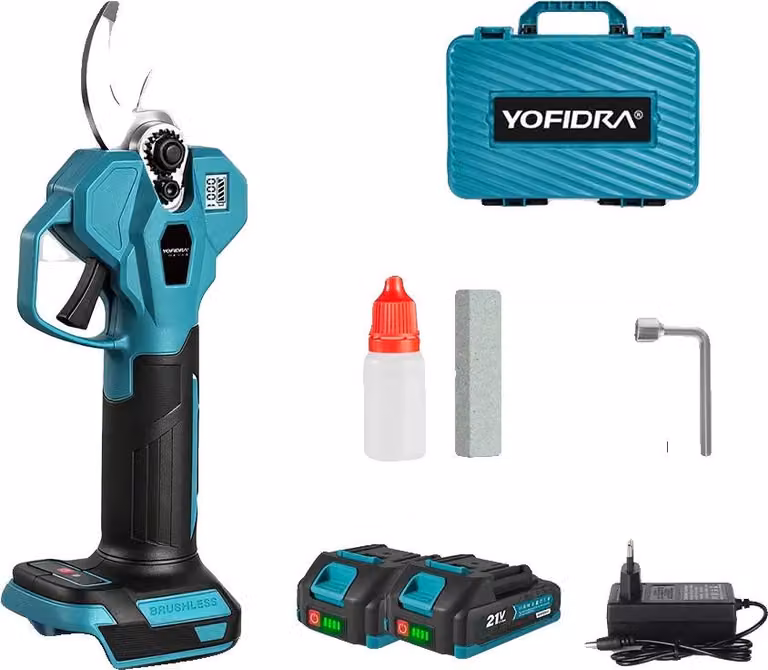Potatore, motore brushless, lame in acciaio altolegato, set di 2 batterie
