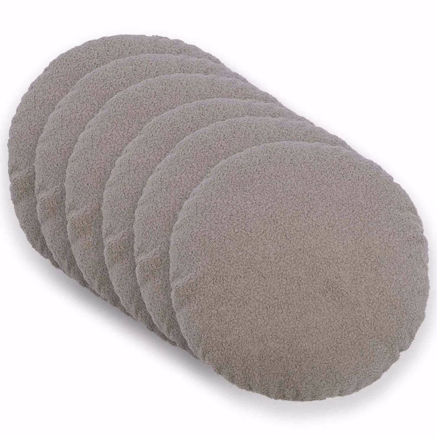 Set di 6 federe rotonde vidaXL HEERLEN in tessuto bouclé grigio chiaro, Ø 30 cm