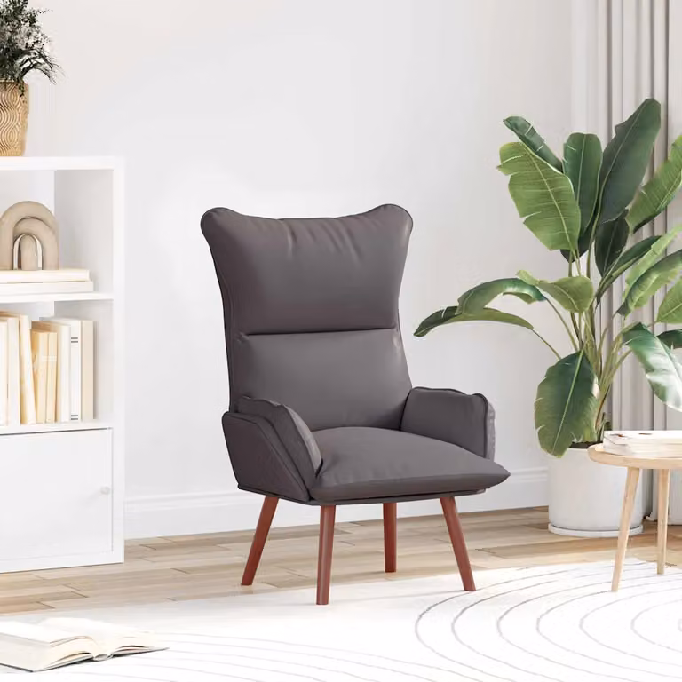 Poltrona moderna vidaXL in pelle artificiale grigia con braccioli, L: 69 cm, P: 74 cm, H: 93 cm