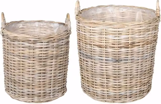 Cestino per piante con archiviazione 2 pz Grigio Rattan Lacak CFW5471291