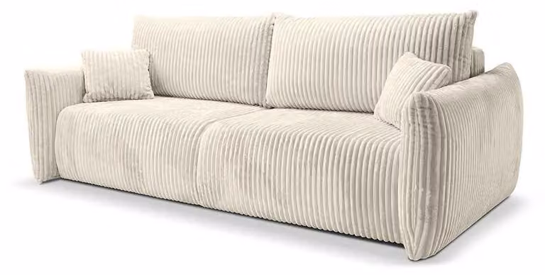 Divano a tre posti con funzione letto, modello Alloro, colore perla