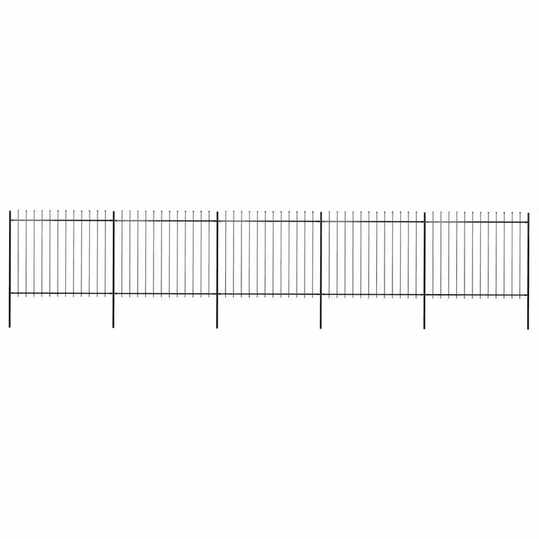 Recinzione da giardino vidaXL in acciaio con punta a lancia, nero, L: 838 cm, H: 150 cm