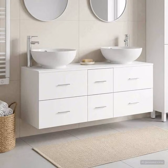 Set di mobili per il bagno 3 pz Bianco 129 x 44,5 x 80 cm 3405907