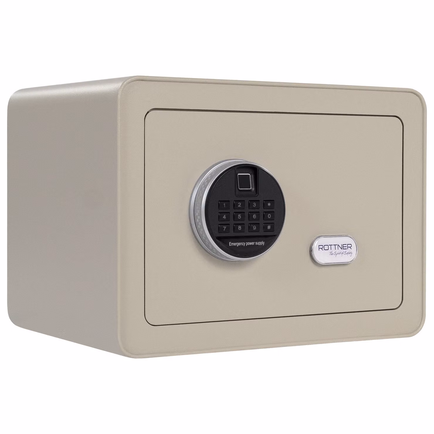 Rottner Cassaforte elettronica per mobili d'epoca grigio | El. serratura con lettore di impronte digitali | 35 x 25 x 25 cm