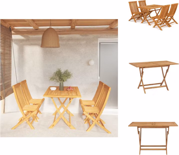 vidaXL Set da pranzo da giardino 5 pezzi in teak massiccio - Set di mobili da giardino