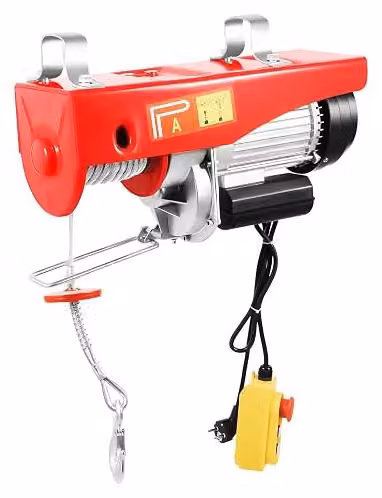 Verricelli elettrici da 500 kg a 1000 kg, con altezza di sollevamento da 6 a 12 metri. Sistemi di sollevamento con carrucole, automatici, da 1600W, dotati di freno e sistema di fine corsa. Velocità di sollevamento. Sistemi di sollevamento con singole o do