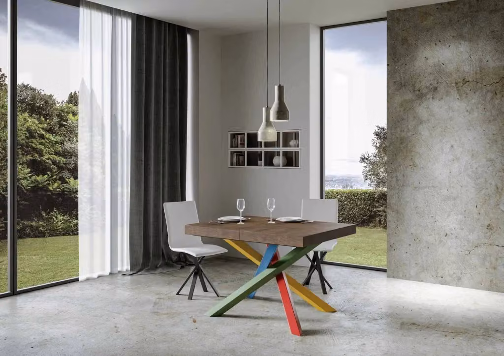 Tavolo allungabile Volta Premium Bs Com colore noce con telaio 4/B, L/P: 90 x 130/390 cm – 2