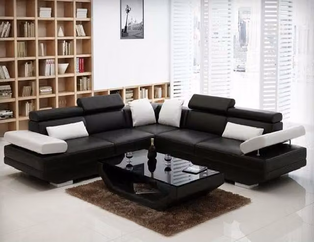 Wohnlandschaft Polster Ecke Eck Sofa mit USB Garnitur Landschaft Leder AlfredB