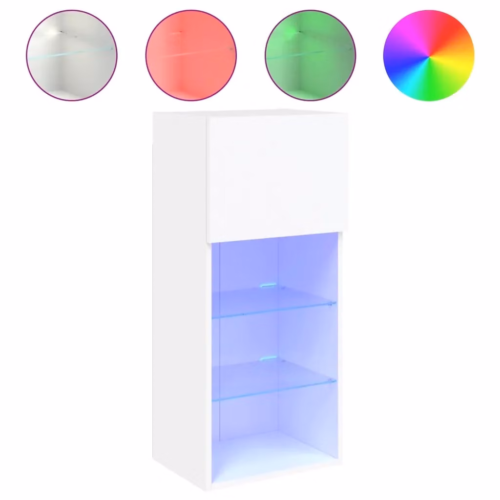 Mobile TV moderno vidaXL in legno bianco con luci LED integrate per soggiorno L/P/H: 40,5 x 30 x 90 cm – 2