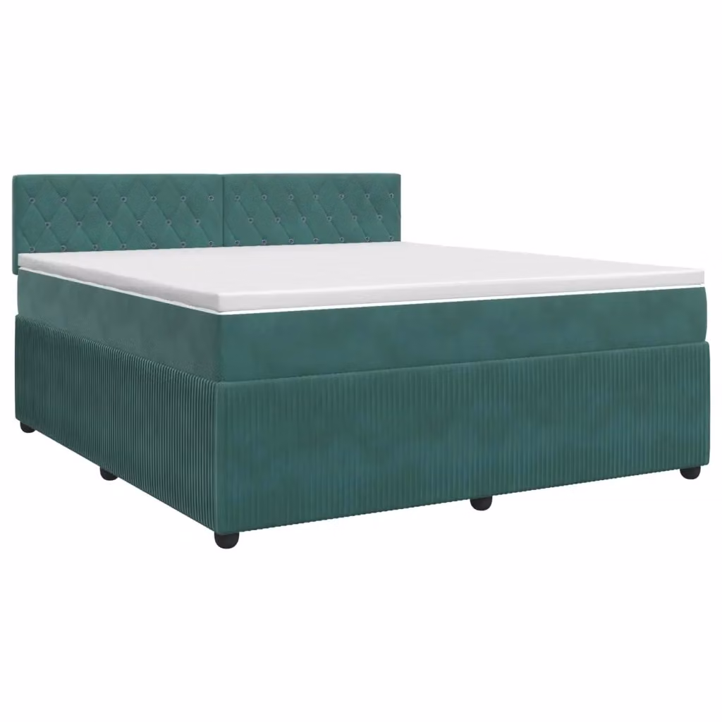 Letto box spring con materasso vidaXL in velluto verde scuro L/P: 140 x 200 cm – 2
