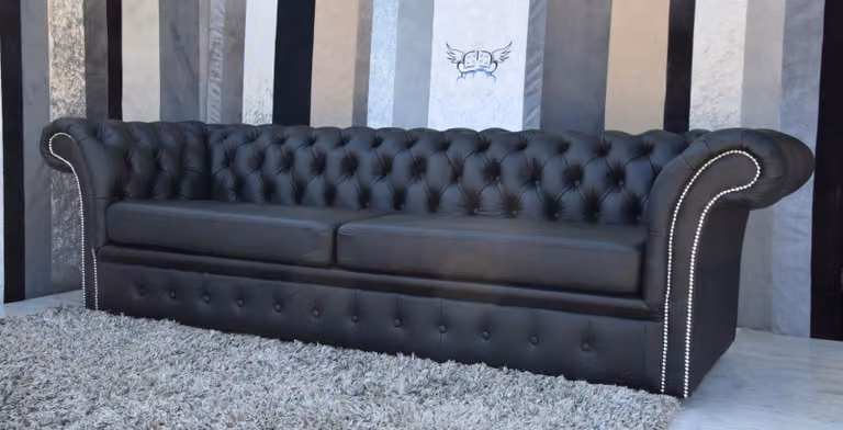 Chesterfield Sofa Couch Polster Leder Couchen Polster Garnitur 3 Sitzer