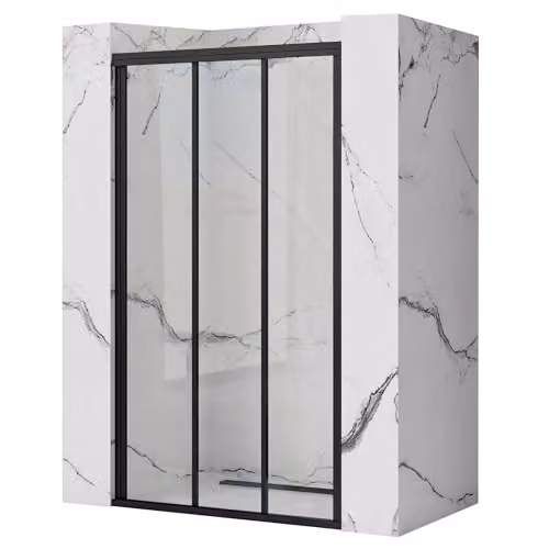 Rea - Porta Doccia Alex Nero 90 Vetro Temperato Di Sicurezza Trasparente 4 mm (Nero) 5,2x91,5x190cm