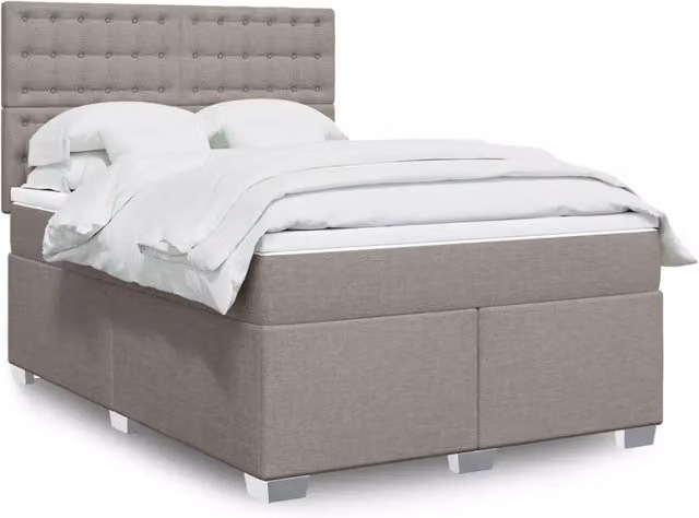 Letto Ibrido Moderno vidaXL con Struttura in Legno di Pino e Materasso in Tessuto, L/P/H: 140 x 190 x 150,5 cm, Colori Beige, Bianco e Grigio