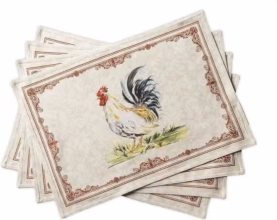Set di 4 tovagliette in cotone Maison d'Hermelien, fantasia grafica beige, stile country house, L: 48 cm x P: 33 cm