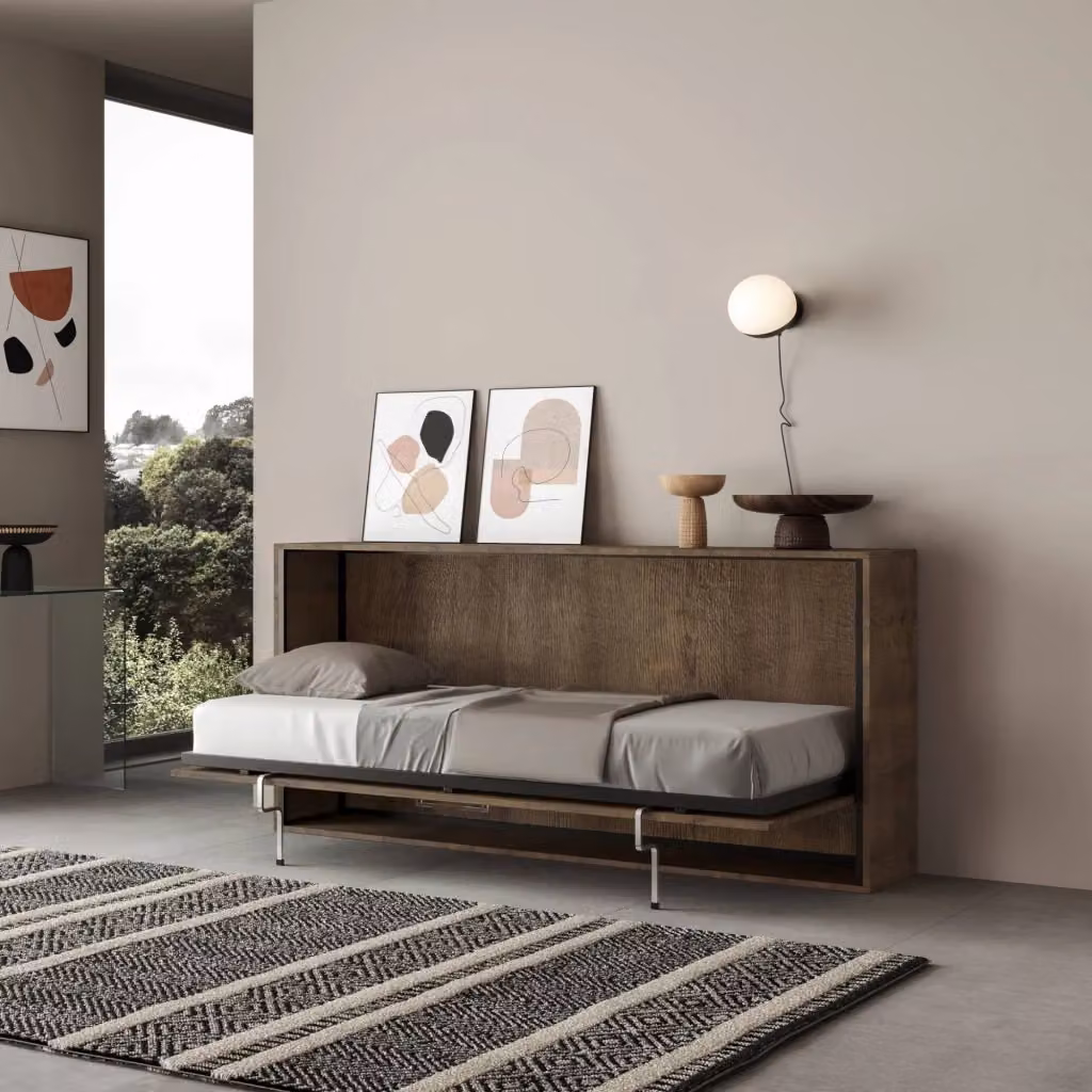 Letto Singolo a Scomparsa Orizzontale Kando GIORDANOSHOP Marrone 90x190 cm – 2