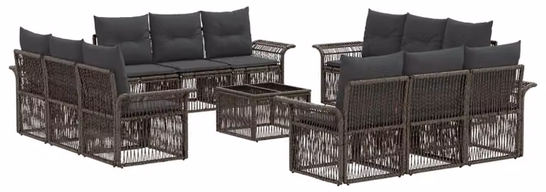 Set Divano da Giardino 13 pcs Grigio polyrattan