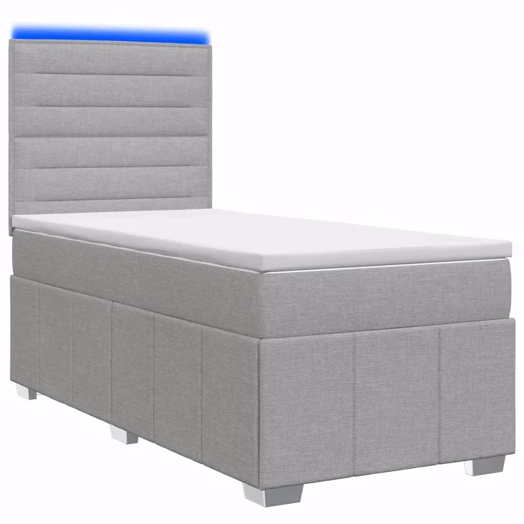 Letto Box Spring vidaXL con Materasso a Molle Insacchettate e Illuminazione LED Sotto il Letto, Grigio e Bianco, L/P: 100 x 200 cm – 2