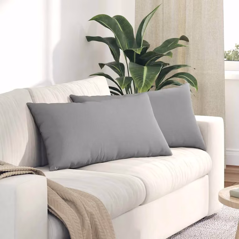 Set di 2 cuscini da divano vidaXL in tessuto grigio con fodera rimovibile, L 80 cm x P 40 cm x H 40 cm