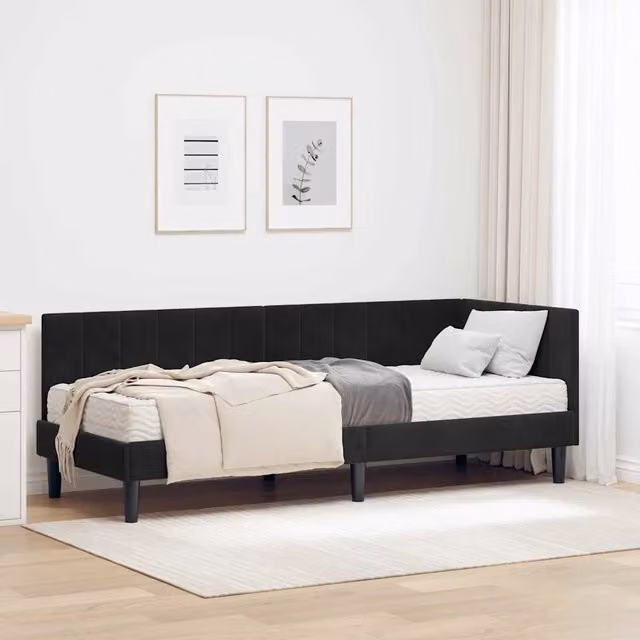Struttura Letto Angolare con Materasso 2 pz Nero 80 x 200 cm 3393883