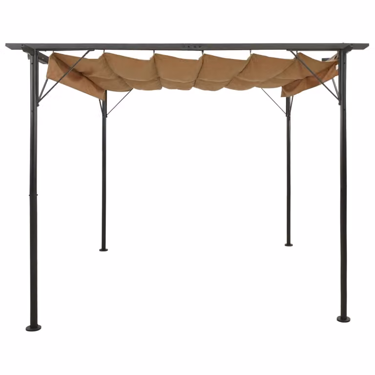 Pergola con tetto retrattile Taupe 3x3 m acciaio 180 g/m²