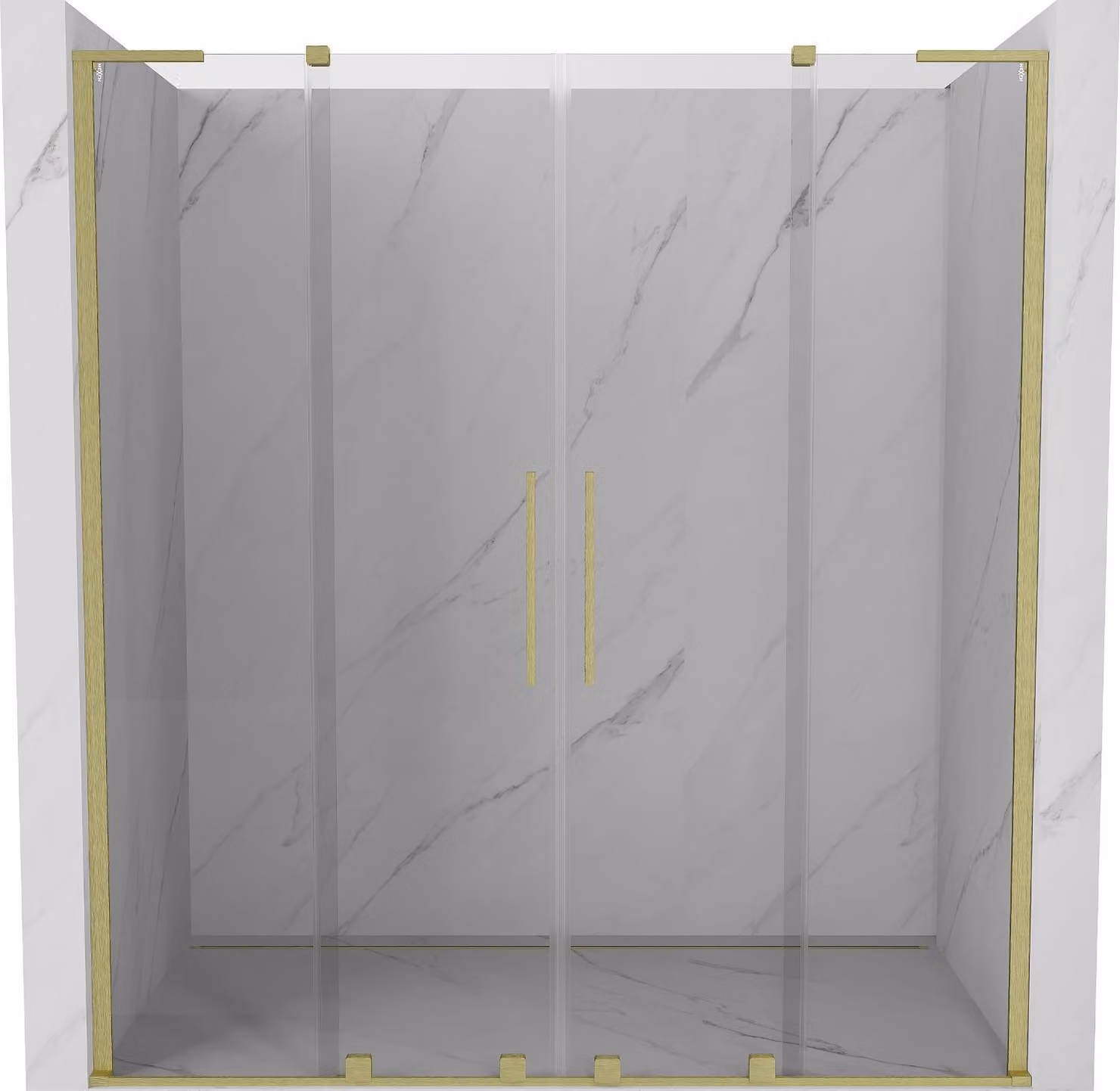 Mexen Velar L Duo porte per doccia scorrevoli 170 cm, trasparente, oro spazzolato - 871-170-003-02-55
