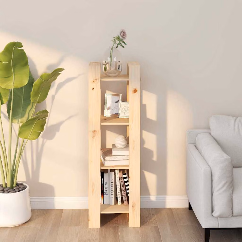 vidaXL Libreria Divisorio in Legno di Pino Rustico Marrone e Beige L 41 cm x P 35 cm x H 125 cm